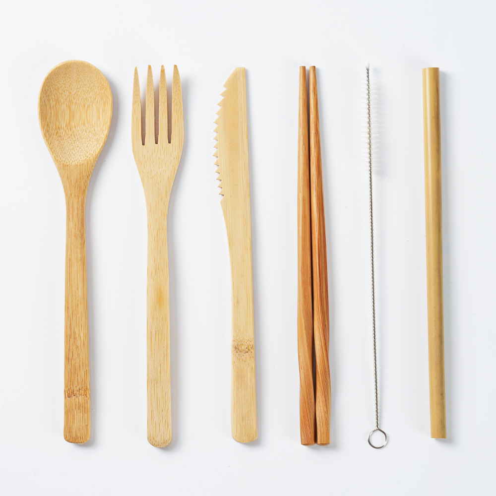 Bamboo tableware bag set